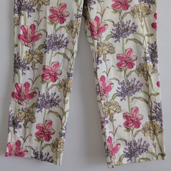 Ann Taylor Loft Petites Women's FLoral White Multi Pants Size 10P - Picture 3 of 6